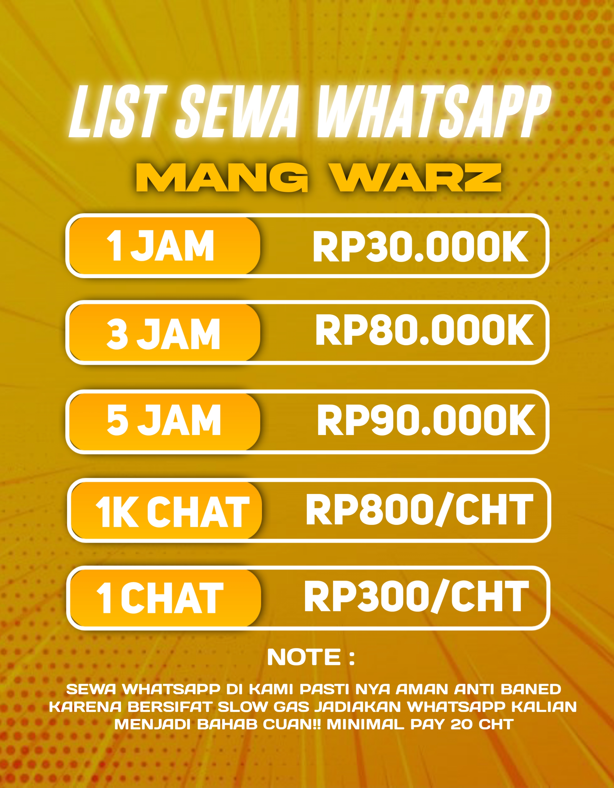 Daftar Layanan Sewa WhatsApp